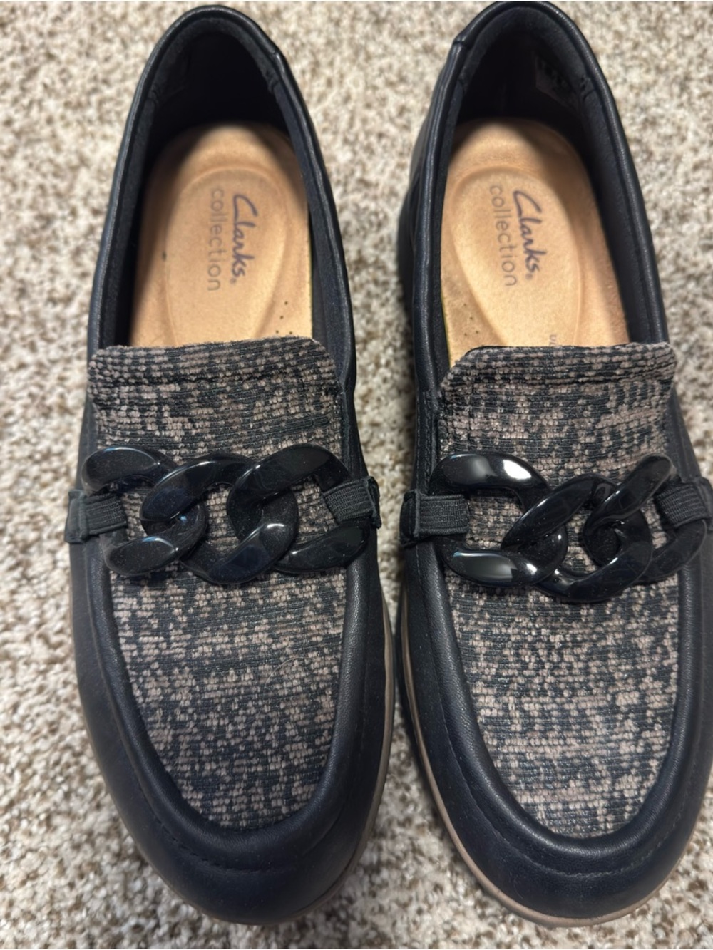 CLARKS ZYLAH MAY BLACK COMB LOAFER, sz 8.5
